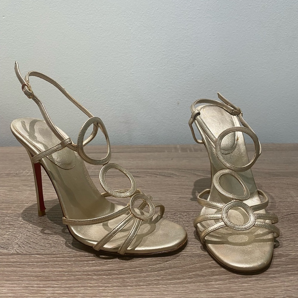 Louboutin Youpiyou Metallic Gold Leather Sandals